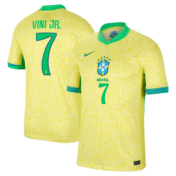 Vini Jr. Brazil National Team Nike 2024 Home  Jersey - Yellow