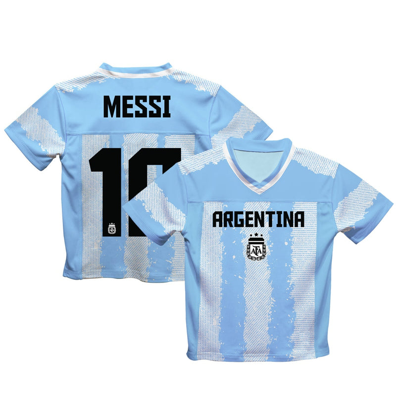 Lionel Messi Argentina National Team Vive La Fete Football Jersey - Light Blue