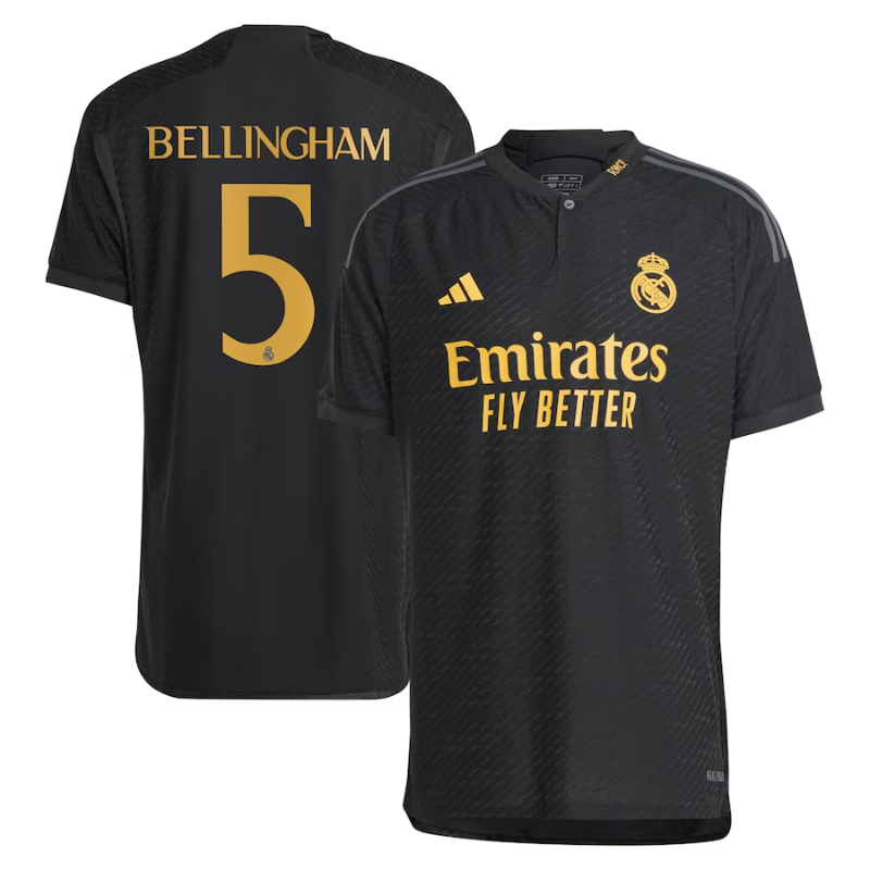 Real Madrid 2324 Third Kit T-shirt with Bellingham 5 printing - Black