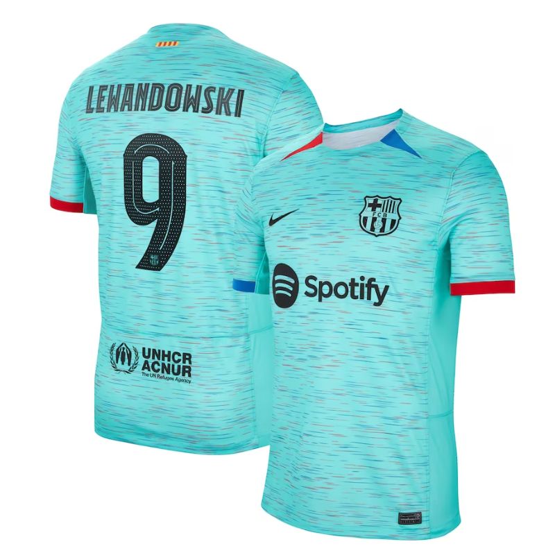 Robert Lewandowski Barcelona Shirt 2023/24 Third Jersey - Aqua