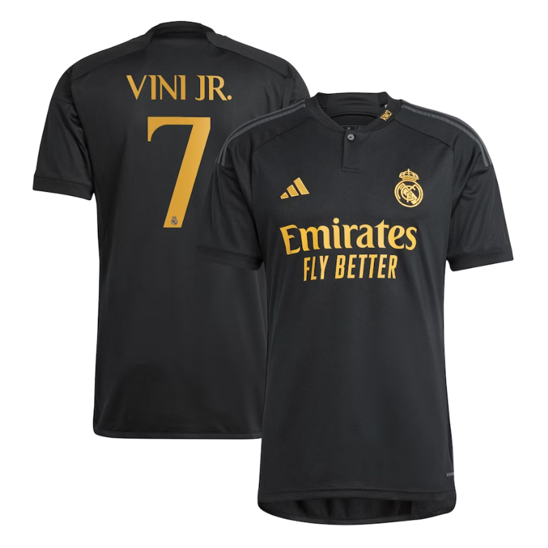 Vini Jr. 7 Player Real Madrid 2023/24 Third Jersey - Black